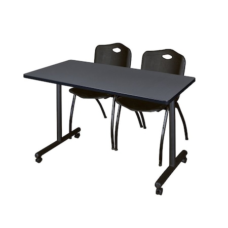 Kobe Rectangle Tables > Training Tables > Kobe Mobile Table & Chair Sets, 48 W, 24 L, 29 H, Grey MKTRCC4824GY47BK